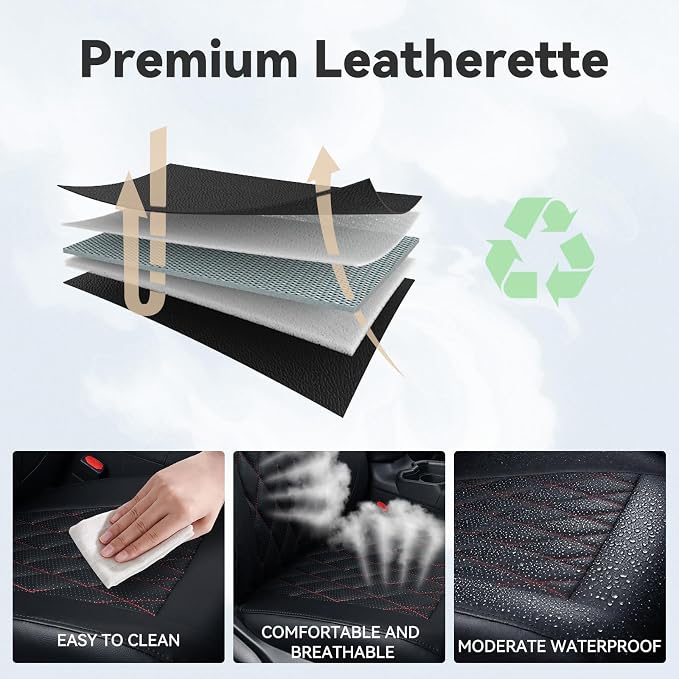 Faux Leather Seat Covers for Toyota Tacoma — Full Set — Black