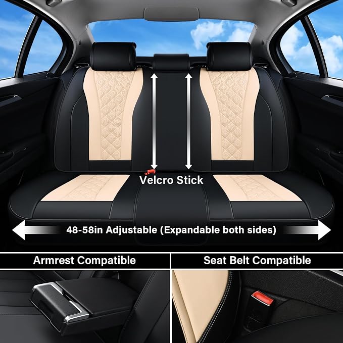 Universal Seat Covers — Full Set — Black / Beige