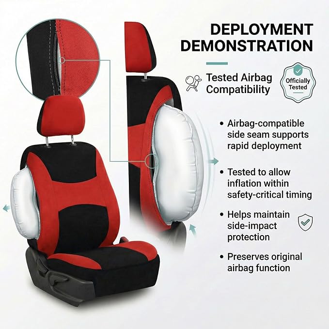Universal Fabric Seat Covers — Red / Black