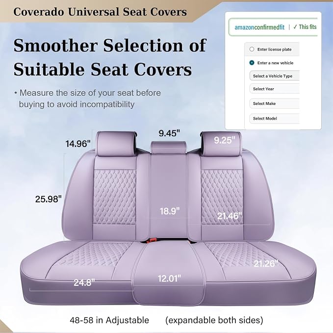 Universal Seat Covers — Rear Seat — Purple