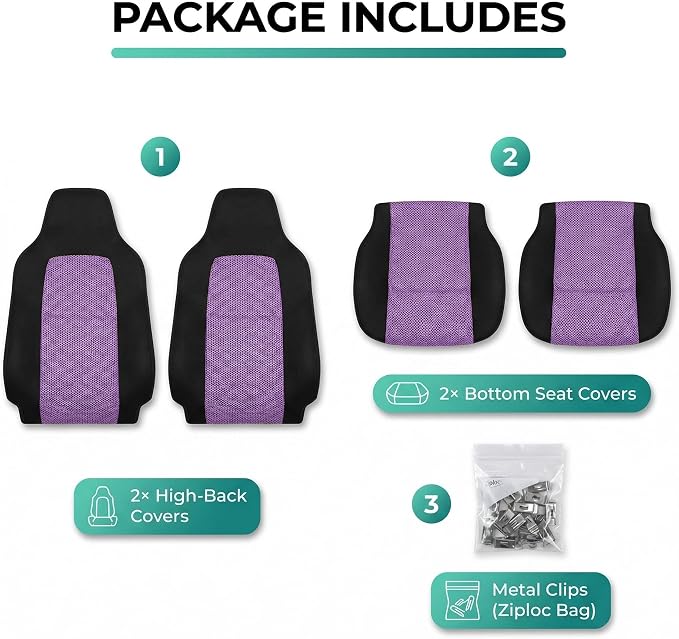 Universal Fabric Seat Covers — Front Seat — Purple