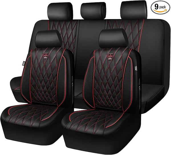 Universal Seat Covers — Full Set — Black / Red