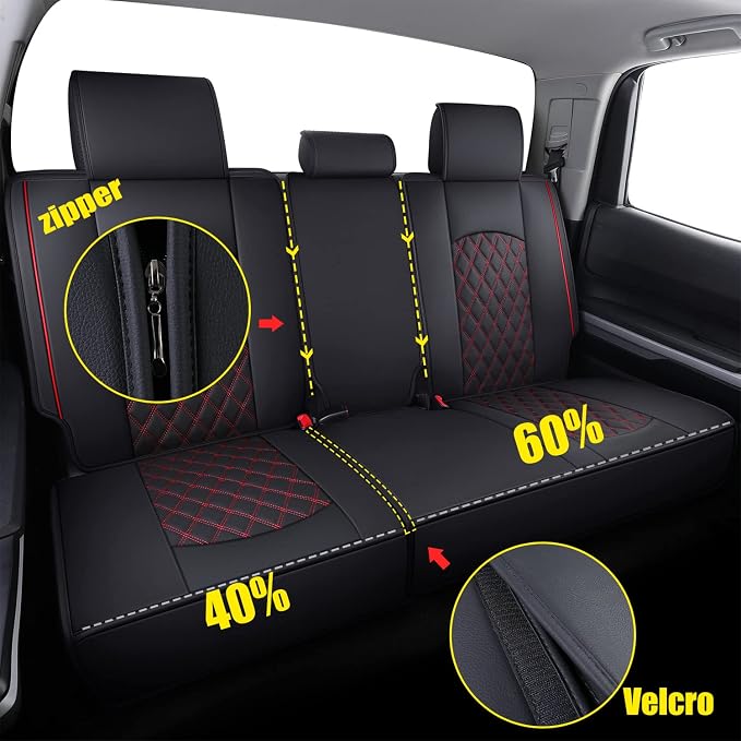 Faux Leather Seat Covers for Toyota Tundra — Black / Red