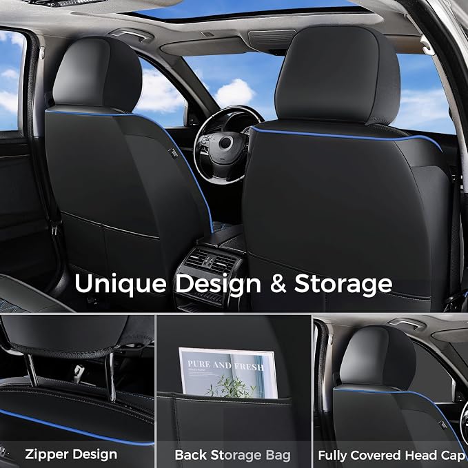Universal Seat Covers — Front Seat — Black / Blue