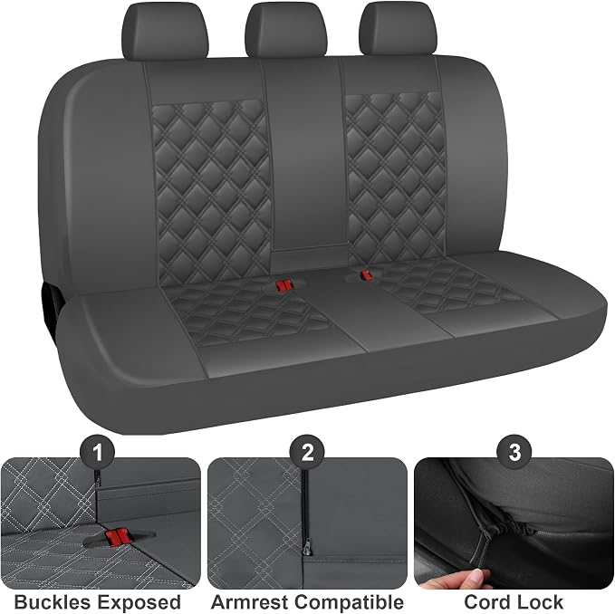 Universal Faux Leather Seat Covers — Full Set — Gray