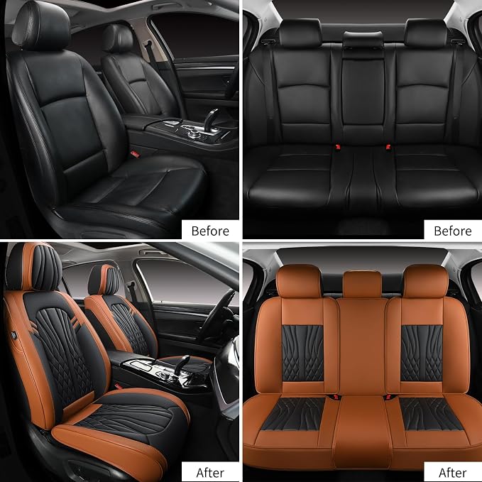 Universal Seat Covers — Full Set — Black / Brown