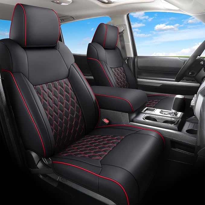 Seat Covers for Toyota Tacoma — Front Seat — Black / Red