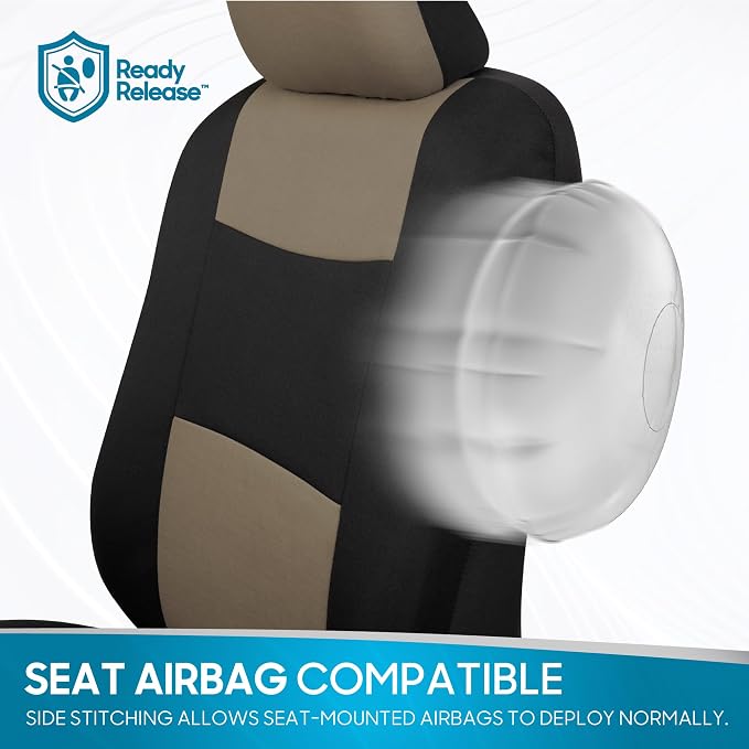 Car Seat Covers — Full Set — Beige / Black