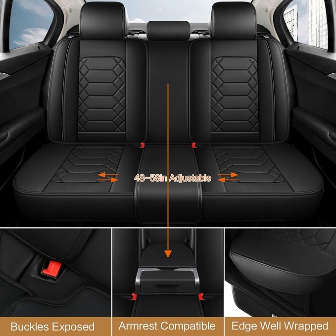 Universal Faux Leather Seat Covers — Full Set — Black