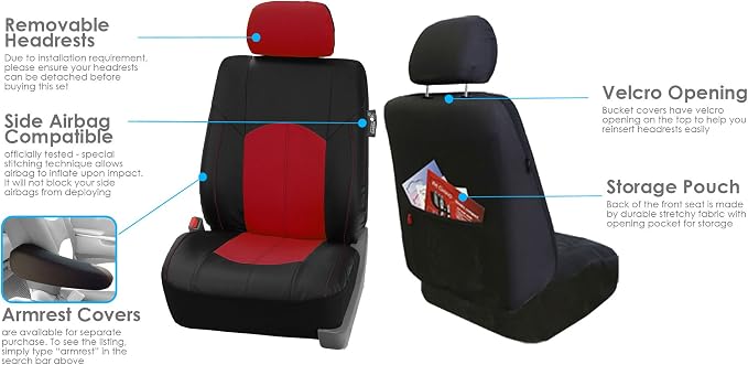 Universal Faux Leather Seat Covers — Red