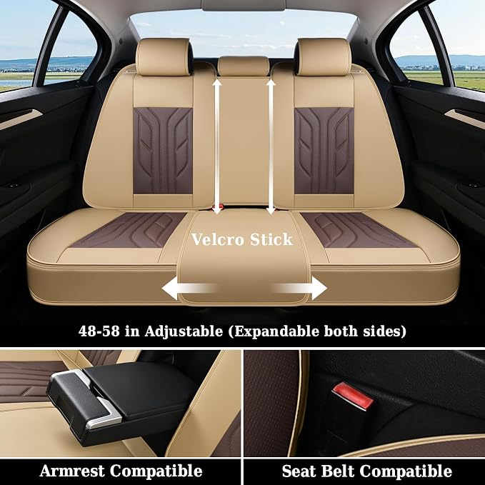 Universal Seat Covers — Full Set — Beige / Coffee