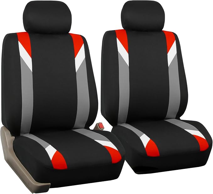 Universal Fabric Seat Covers — Front Seat — Red