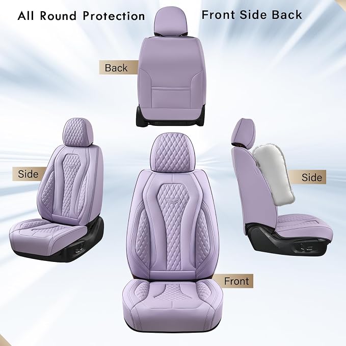 Faux Leather Car Seat Covers — Front Seat — Purple