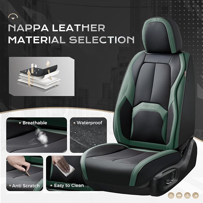 Universal Seat Covers — Front Seat — Black / Green