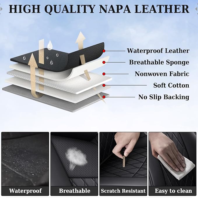 Faux Leather Seat Covers for Toyota Tacoma — Full Set — Black