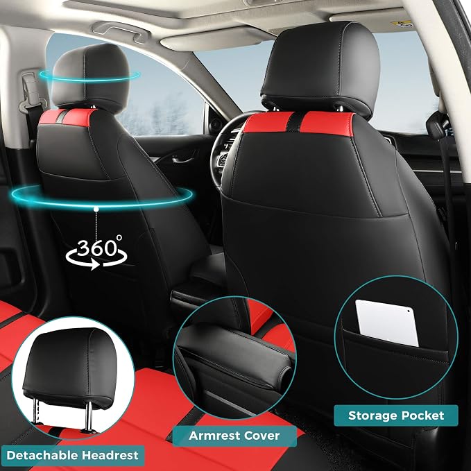 Faux Leather Seat Covers for Honda Civic — Full Set — Black / Red