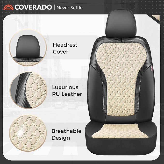 Universal Seat Covers — Full Set — Black / Beige