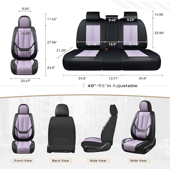 Universal Seat Covers — Full Set — Black / Purple