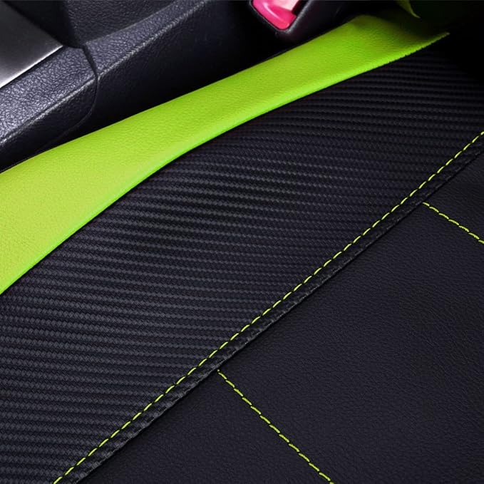 Faux Leather Car Seat Covers — Front Seat — Green / Black