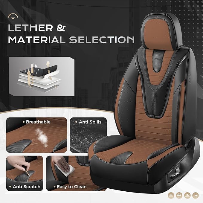 Universal Seat Covers — Full Set — Black / Brown