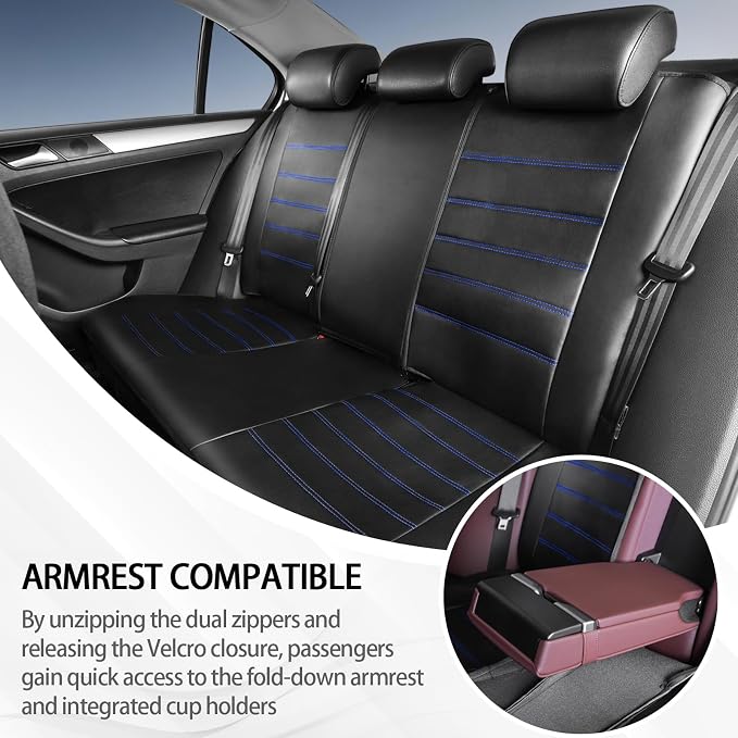 Universal Faux Leather Seat Covers — Full Set — Blue