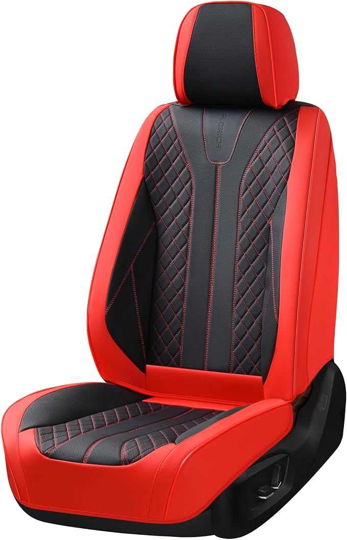 Universal Faux Leather Seat Covers — Front Seat — Black / Red