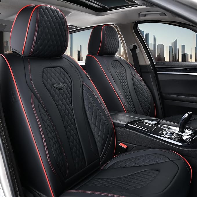 Universal Seat Covers — Full Set — Black / Red