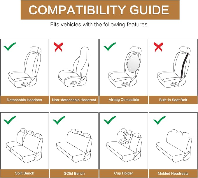 Universal Faux Leather Seat Covers — Full Set — Black