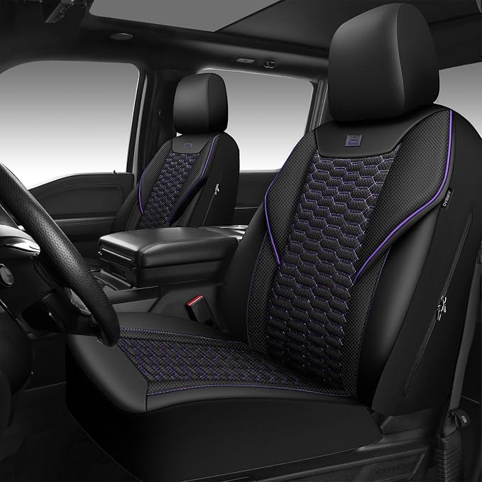 Universal Fabric Seat Covers — Front Seat — Black / Purple