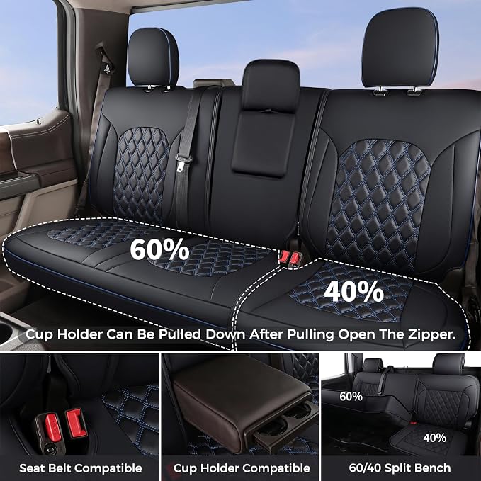 Seat Covers for Jeep Wrangler — Full Set — Black / Blue