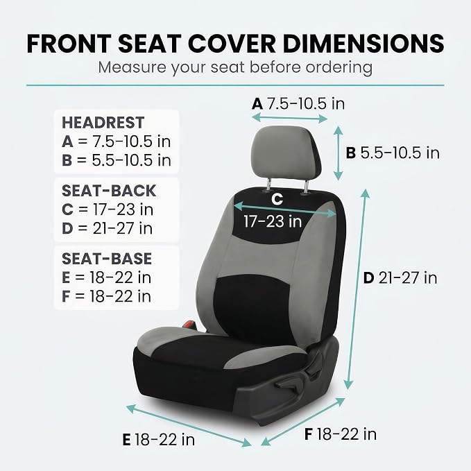 Universal Fabric Seat Covers — Front Seat — Gray