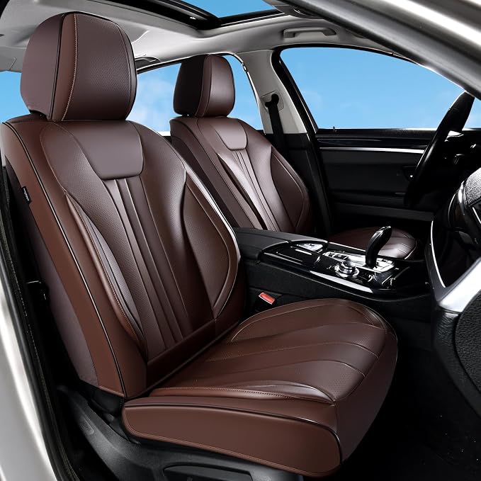 Universal Faux Leather Seat Covers — Coffee