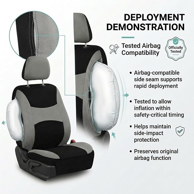 Universal Fabric Seat Covers — Front Seat — Gray