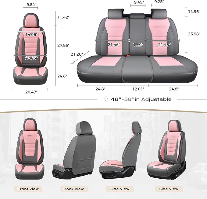 Universal Seat Covers — Full Set — Gray / Pink