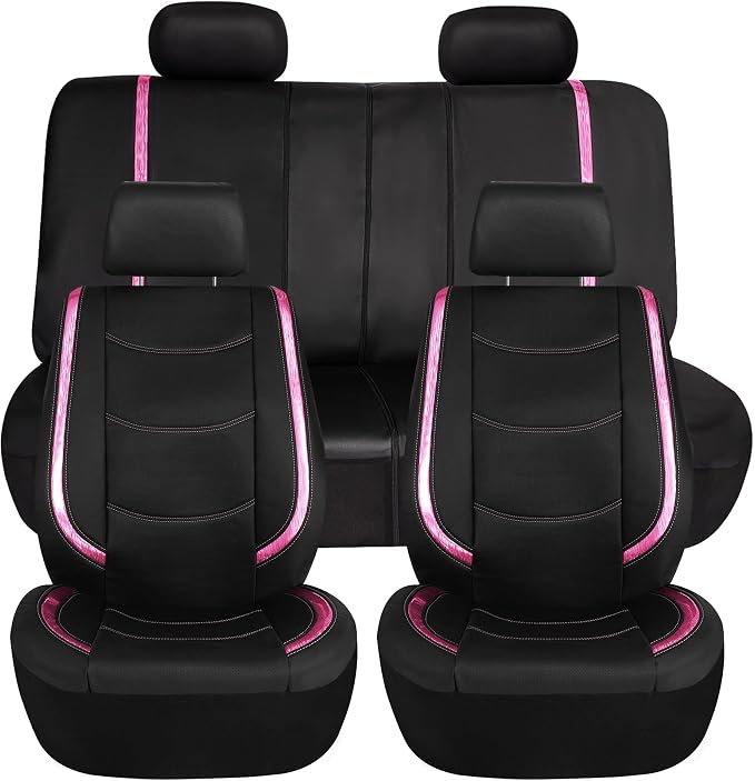 Universal Faux Leather Seat Covers — Full Set — Pink