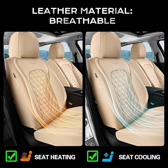 Faux Leather Car Seat Covers — Rear Seat — Beige