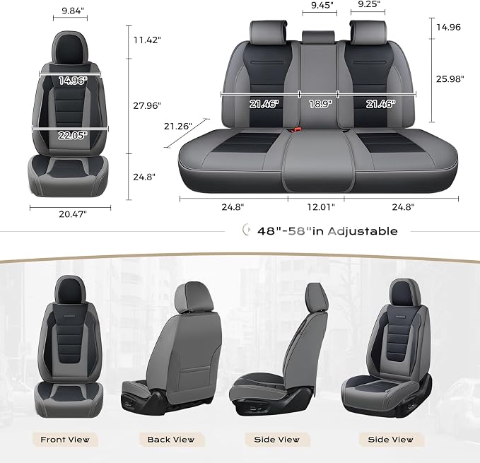 Universal Seat Covers — Full Set — Gray / Black
