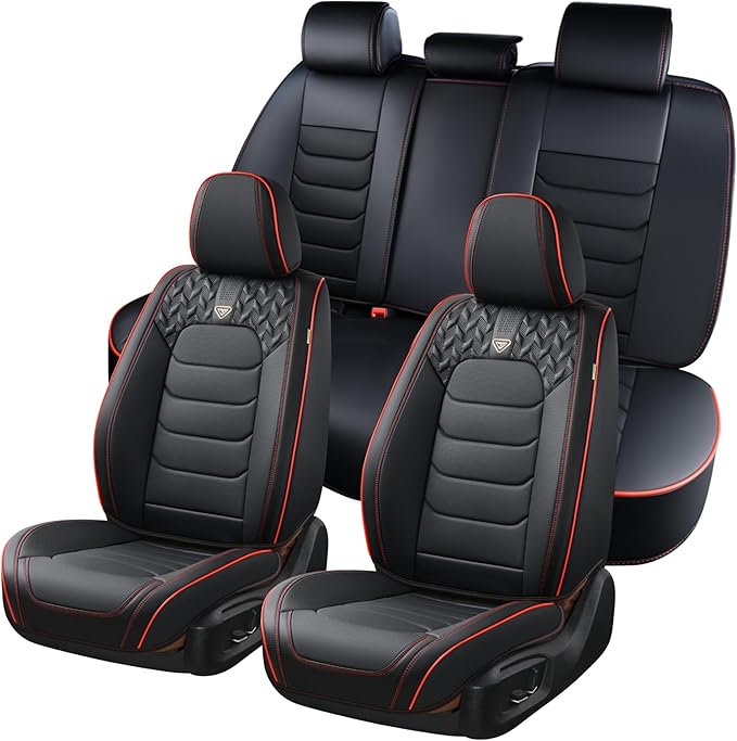 Car Seat Covers — Full Set — Black / Red