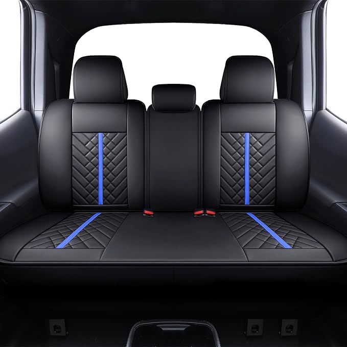 Faux Leather Seat Covers for Toyota Tacoma — Rear Seat — Black / Blue