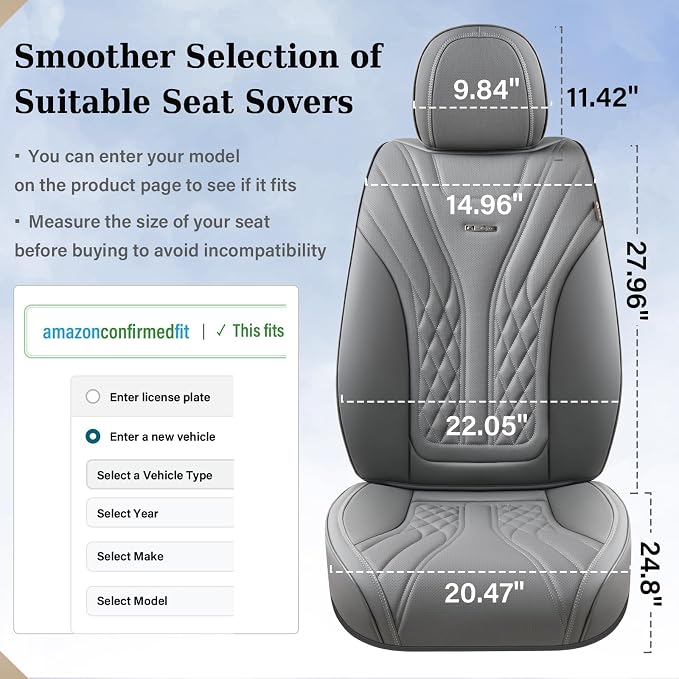 Universal Seat Covers — Front Seat — Gray