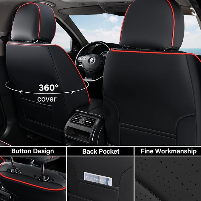 Universal Seat Covers — Front Seat — Black / Red