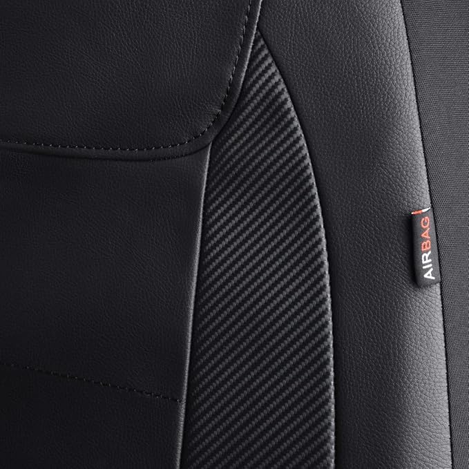 Faux Leather Car Seat Covers — Front Seat — Black