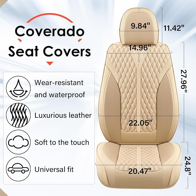 Universal Seat Covers — Front Seat — Beige