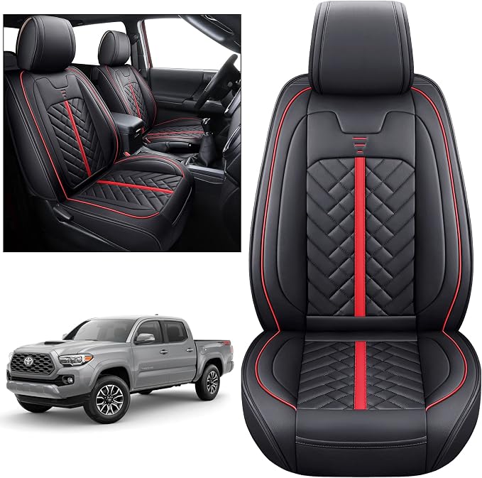 Seat Covers for Toyota Tacoma — Front Seat — Black / Red