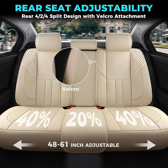 Universal Faux Leather Seat Covers — Beige