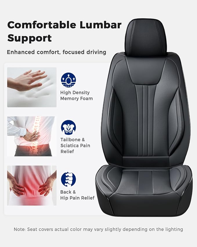 Universal Faux Leather Seat Covers — Front Seat — Black