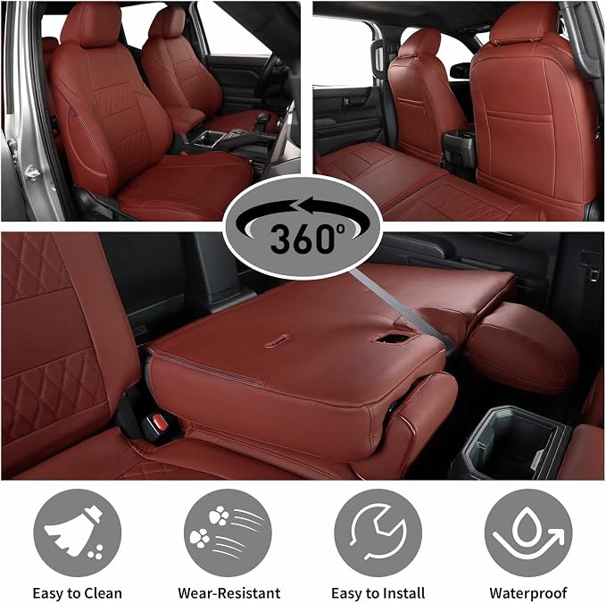 Faux Leather Seat Covers for Toyota Tacoma — Rear Seat — Burgundy