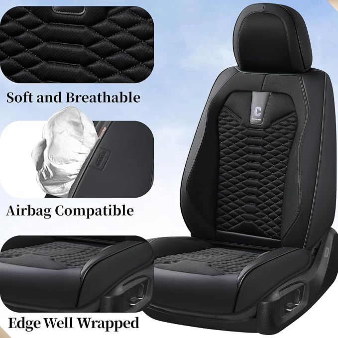 Universal Faux Leather Seat Covers — Full Set — Black