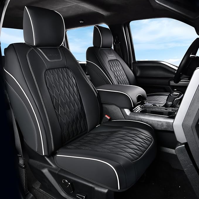 Seat Covers for Multiple Vehicles — Front Seat — Black / White