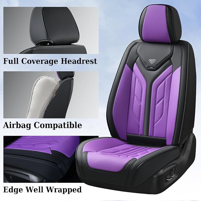 Universal Seat Covers — Front Seat — Black / Purple